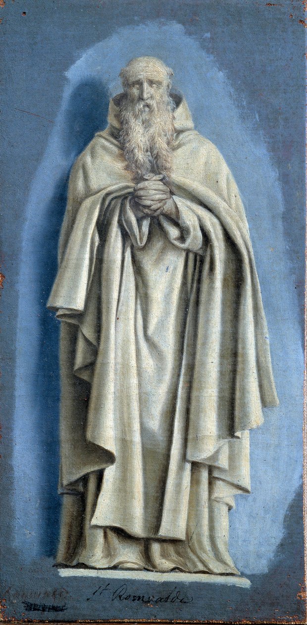 Szent Romuald imádkozik Laurent de La Hyre (1606-1656) festménye camaieu-val vászonra 17. század V. 0,36 x 0,18 m Párizs. Louvre múzeum alkotó: Laurent de la Hyre