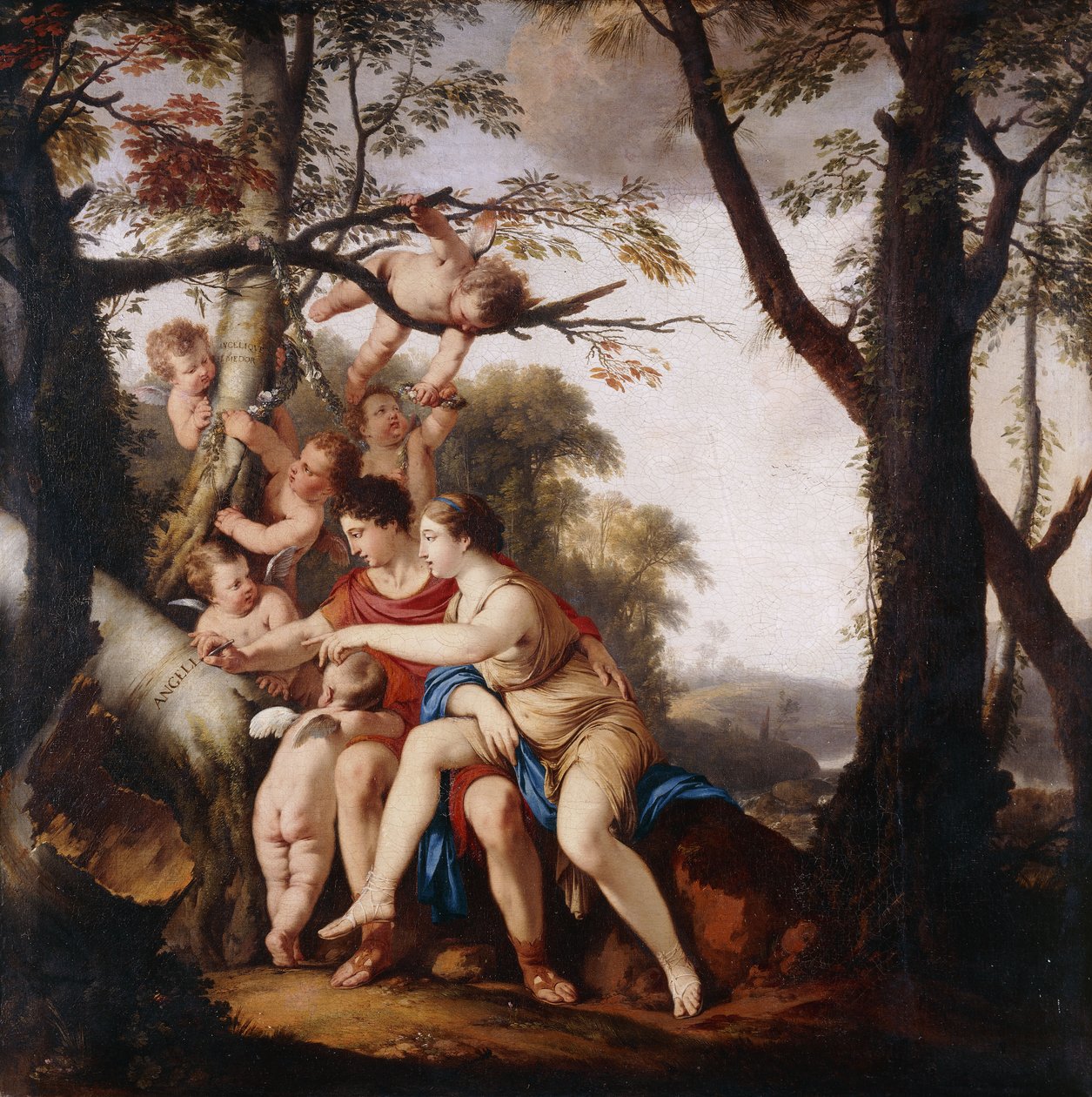 Angelica és Medoro alkotó: Laurent de la Hyre