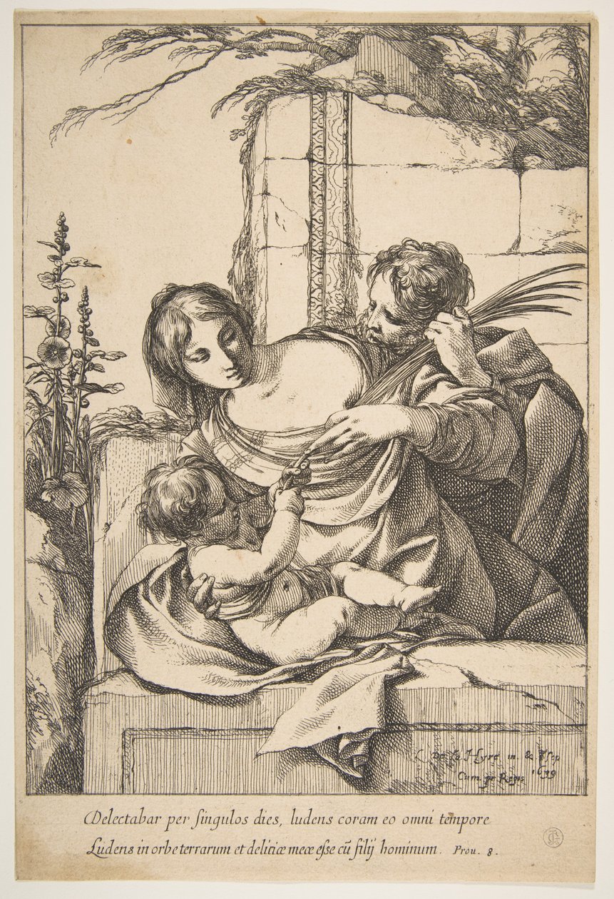 Szent Család tenyérrel, 1639. alkotó: Laurent de la Hyre
