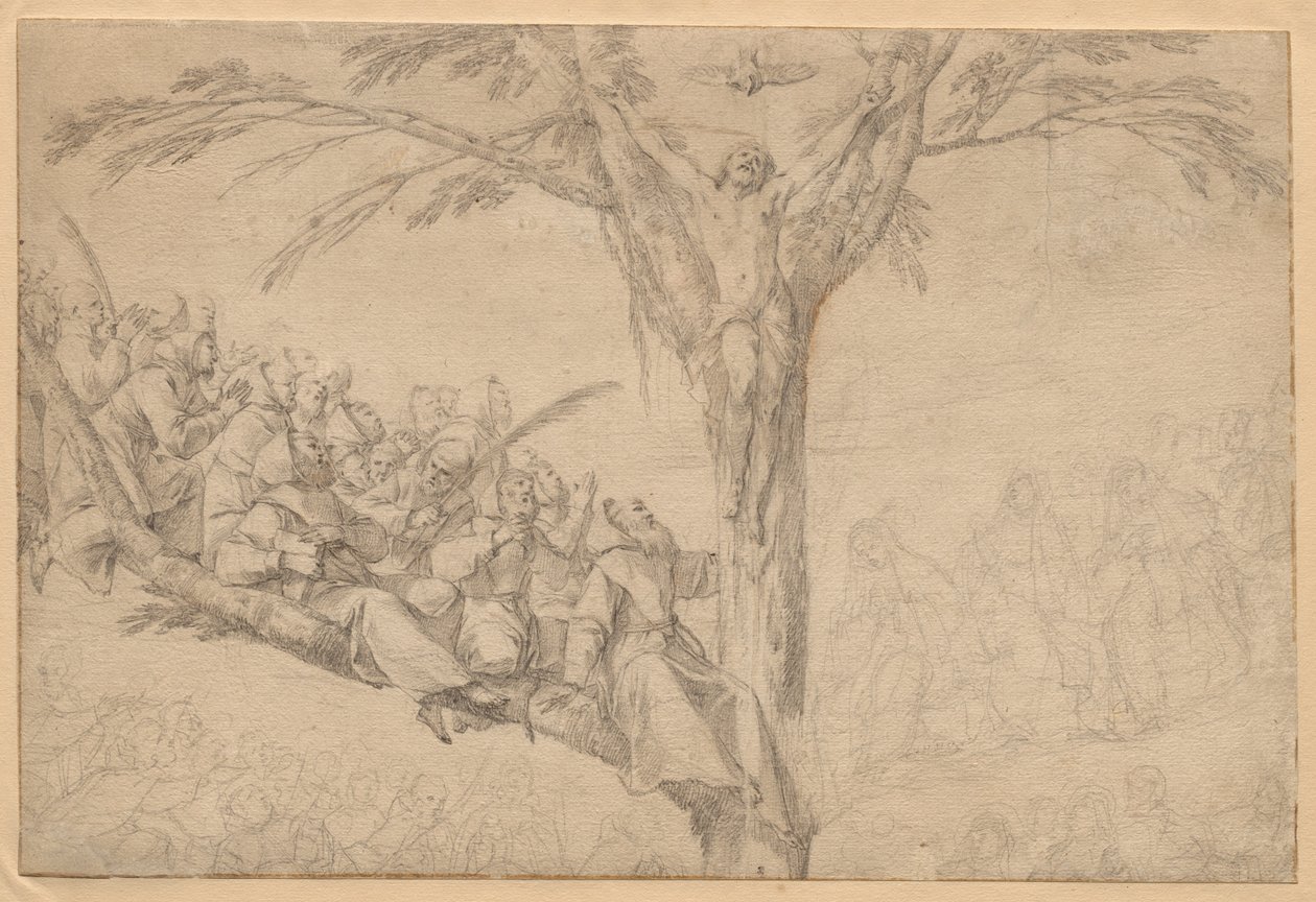 A Megfeszített Krisztus mint az élet fája szerzetesekkel és apácákkal, c. 1639. alkotó: Laurent de la Hyre