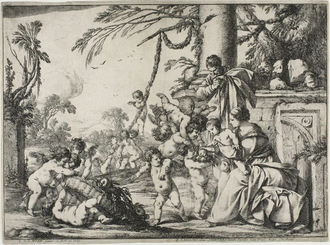 A Szent Család Puttival alkotó: Laurent de la Hyre