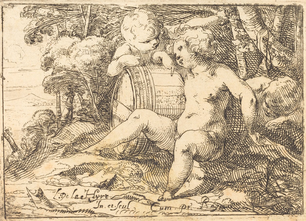 Három Bacchic gyerek alkotó: Laurent de la Hyre