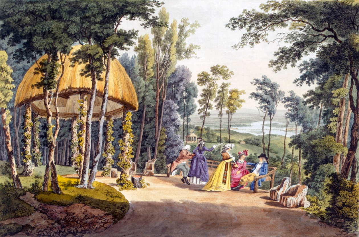 A reisenburgi templom látképe, Cobenzl gróf palotája, 1790-es évek alkotó: Laurenz Janscha