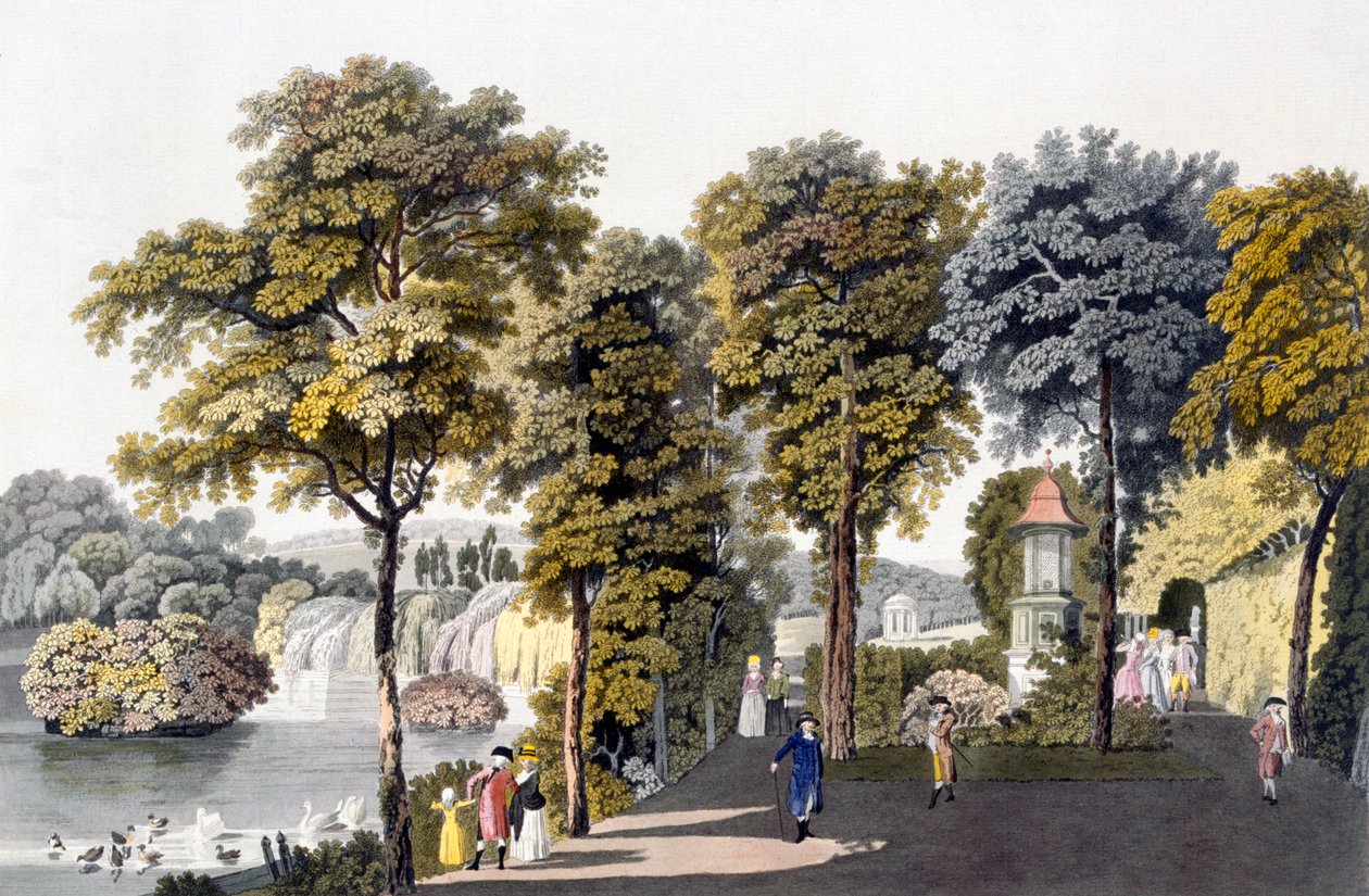 Kilátás a Neu-Waldeg-i parkra, Dornbach, Bécs, 1792 alkotó: Laurenz Janscha