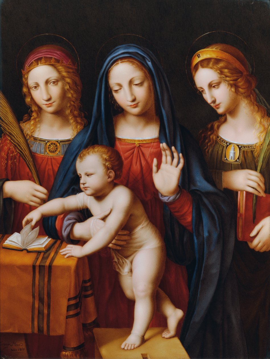 Madonna a gyermek Jézussal, Szent Katalin és Szent Borbála alkotó: Laurenz Herr