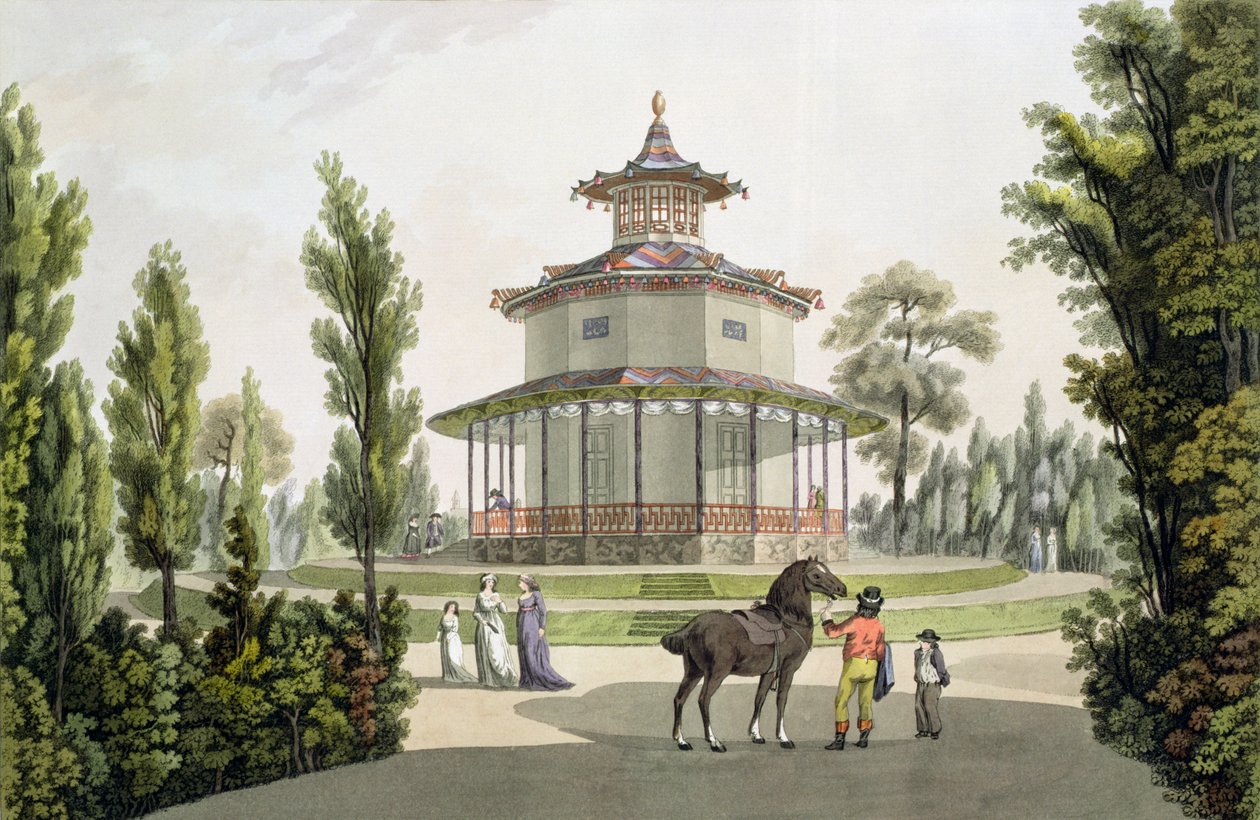 Kilátás a kínai nyári házra, Lichtenstein palotája Eisgrubban, metszett Johann Ziegler (kb. 1750-kb. 1812), 1792 alkotó: Laurenz Janscha