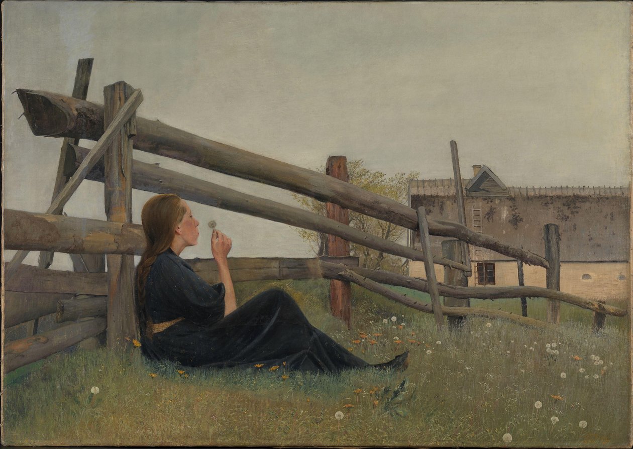 Június. Pitypangmagot fújó lány, 1899 alkotó: Laurits Andersen Ring