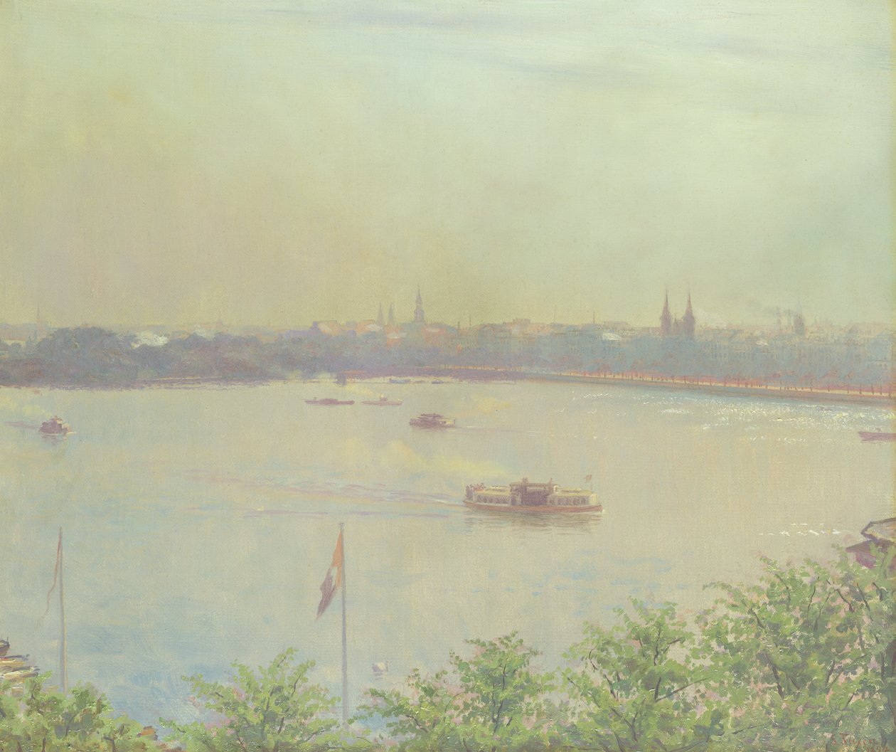 Kilátás a Belső Alster-tóra, 1894 alkotó: Laurits Regner Tuxen