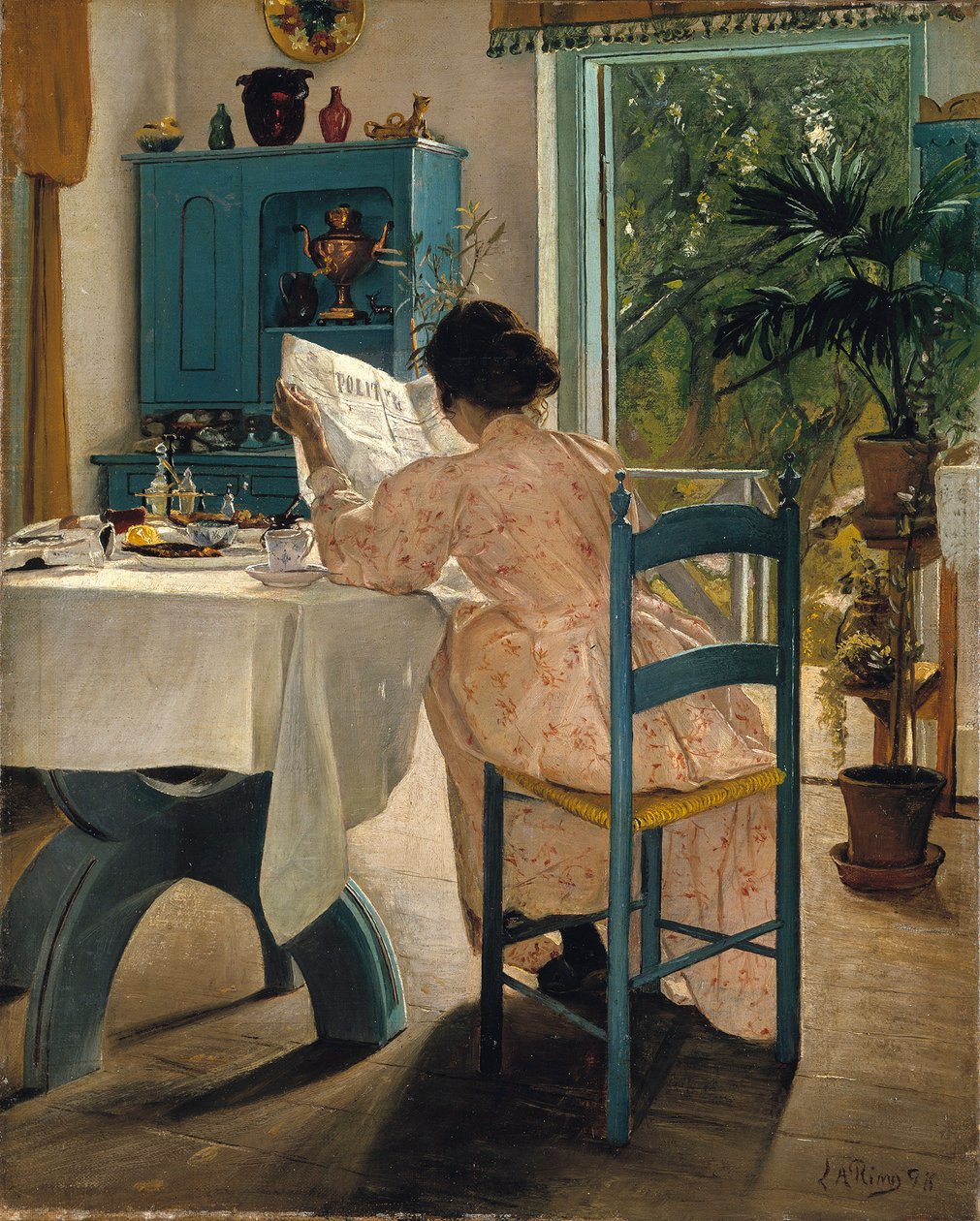 Reggeli a Reggeli Újsággal, 1898. alkotó: Laurits Andersen Ring