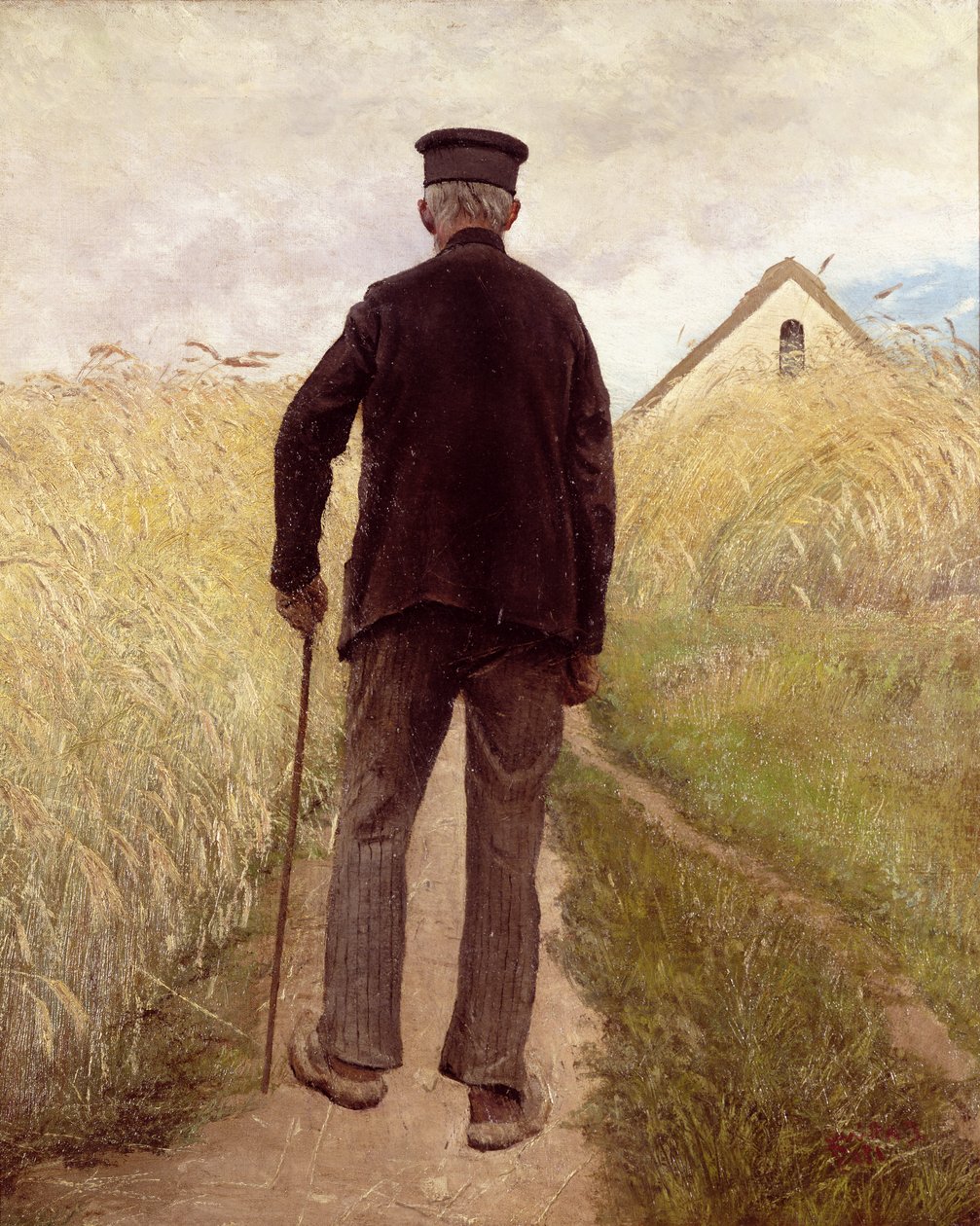 Öreg ember séta a rozsmezőben alkotó: Laurits Andersen Ring