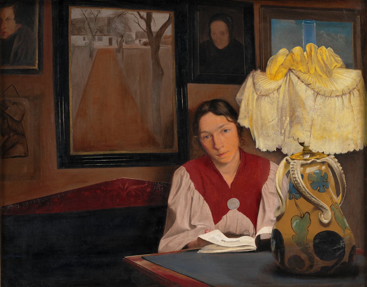 A művész felesége lámpafénynél, 1898. alkotó: Laurits Andersen Ring