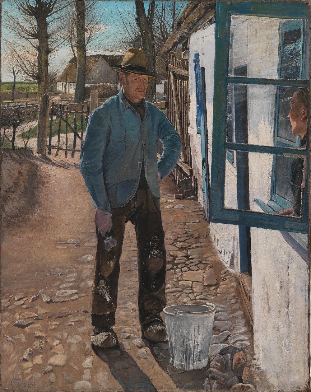 A régi ház meszelése, 1908 alkotó: Laurits Andersen Ring