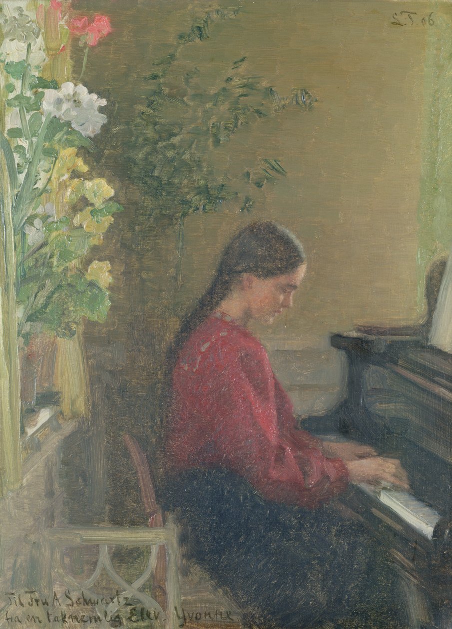 Yvonne, a művész lánya zongorázik, 1905 körül (olaj, vászon) alkotó: Laurits Regner Tuxen