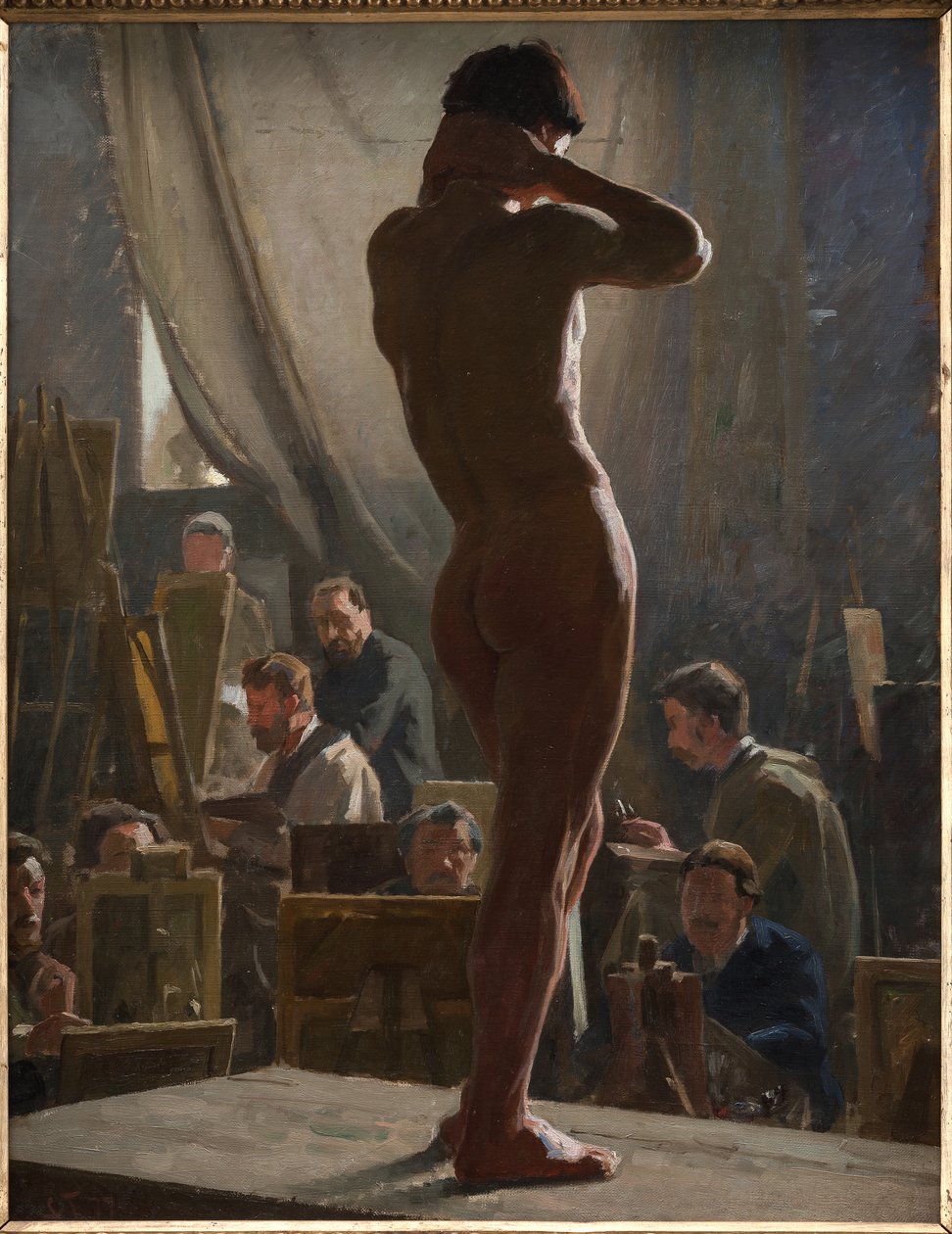 Férfi akt a Bonnat stúdiójában alkotó: Laurits Regner Tuxen
