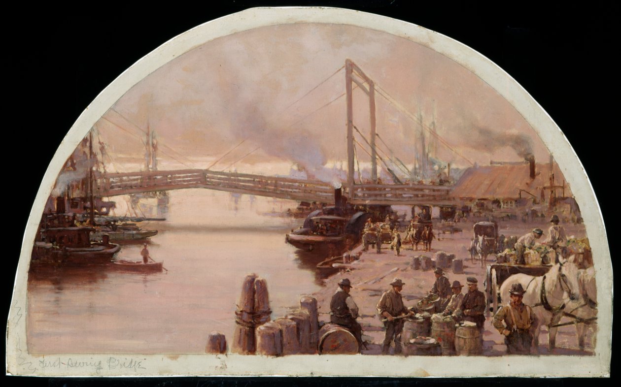 Az első híd a Chicago folyón át, 1834, 1900 alkotó: Lawrence Carmichael Earle