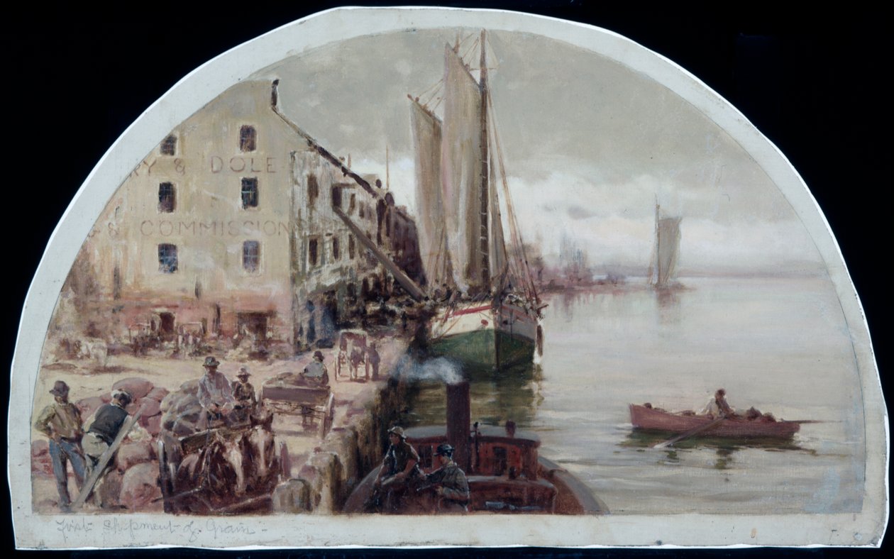 Az első gabonafelvonó Chicagóban, 1838, 1900 alkotó: Lawrence Carmichael Earle