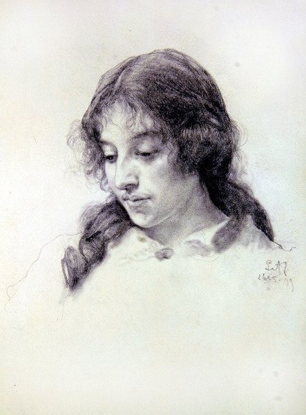 Portrétanulmány Miss Raven-Hillről alkotó: Lawrence Alma Tadema