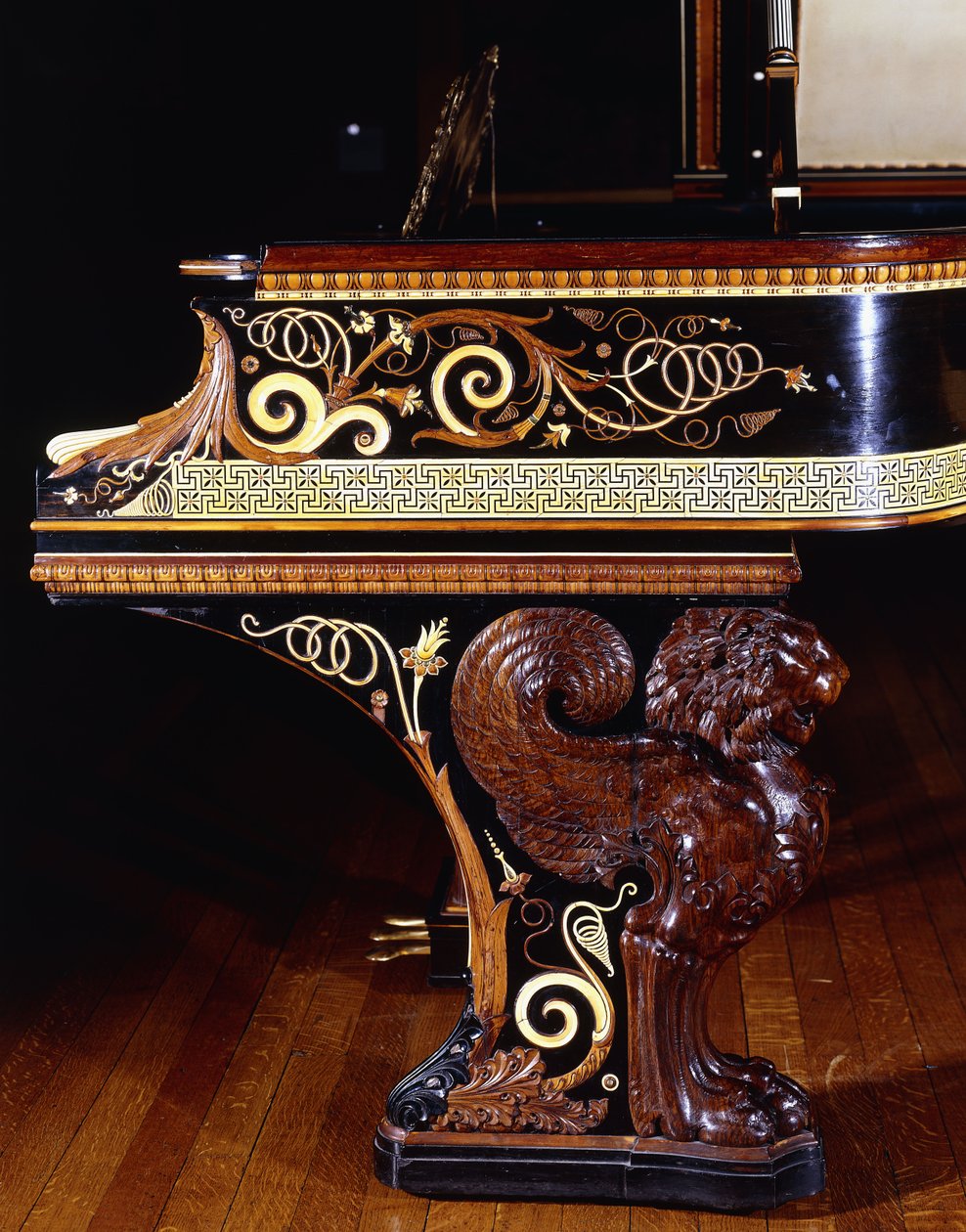 Egy nagyon fontos zongorafort, amelyet Sir Lawrence Alma-Tadema tervezett, Steinway New York akciója. 1887-ben épült, 1887-ben alkotó: Lawrence Alma Tadema