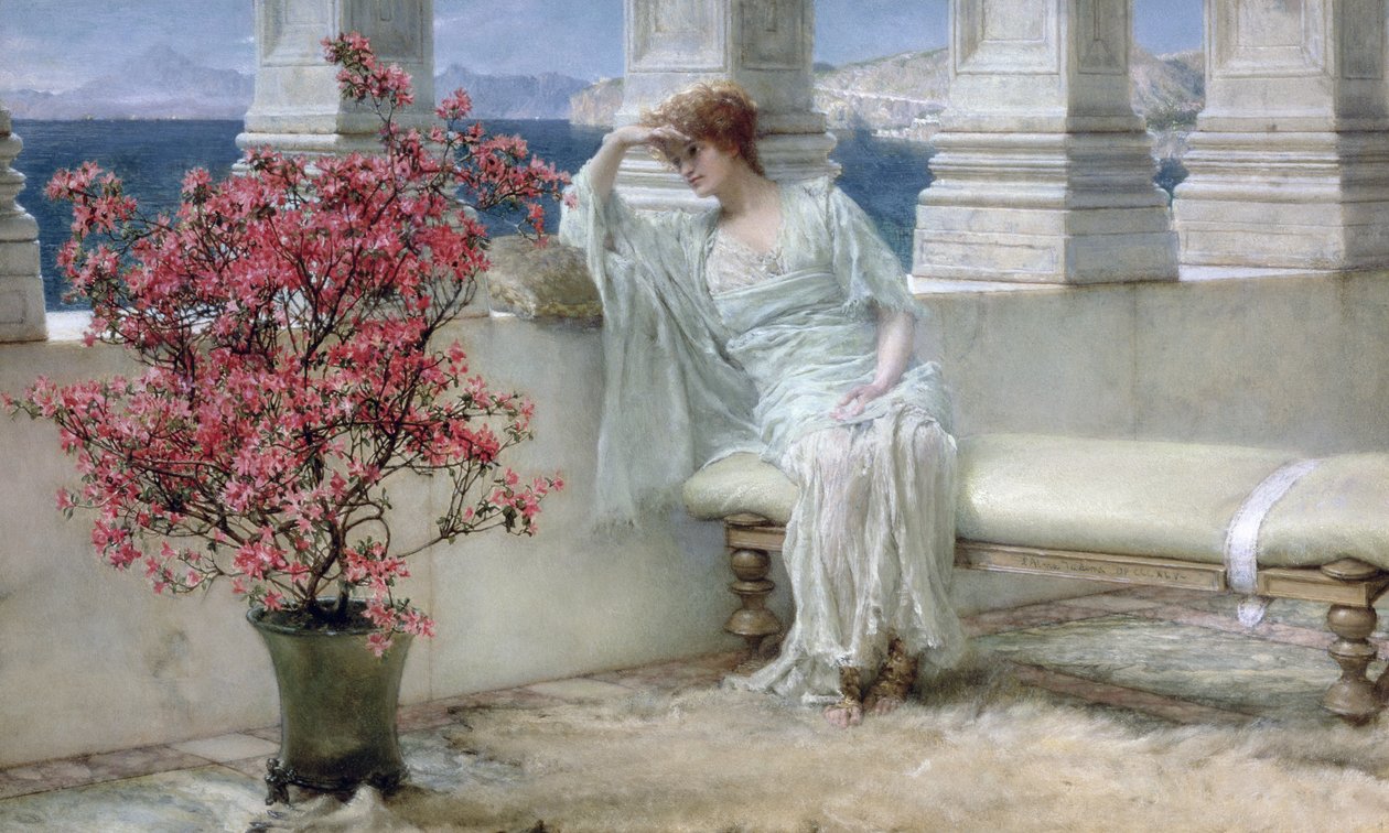 "Szemei a gondolataival vannak, és azok messze vannak", 1897 alkotó: Lawrence Alma Tadema