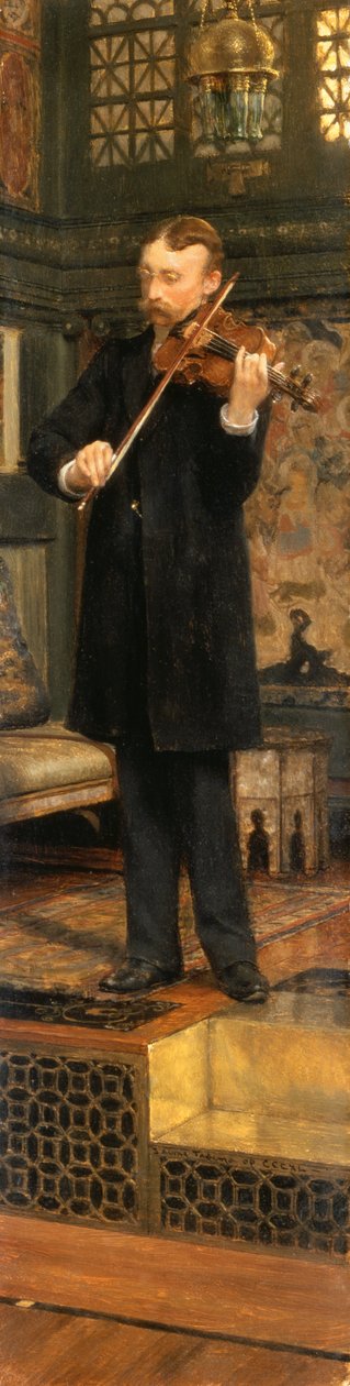 Maurice Sons portréja hegedül az Alma-Tadema stúdiójában alkotó: Lawrence Alma Tadema