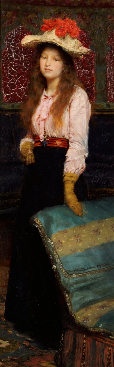 MacWirter kisasszony portréja, kicsi, teljes alakban egy belső térben, 1888 alkotó: Lawrence Alma Tadema