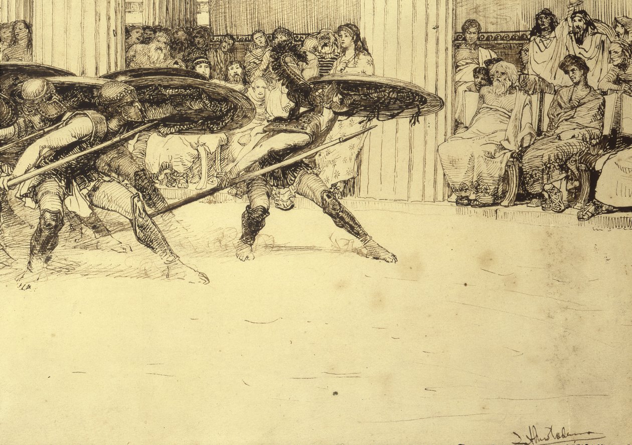 A pirruszi tánc, 1886 körül alkotó: Lawrence Alma Tadema