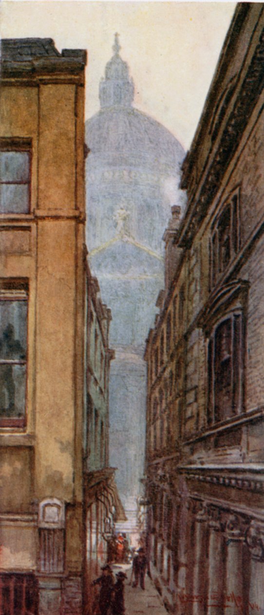 A dóm (északi kereszthajó) a Paternoster Row felől (színes lithó) alkotó: Lawrence Deller