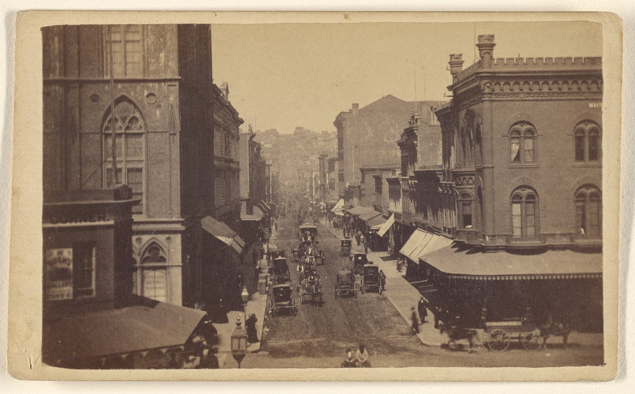 Montgomery Street a Market Streetről; San Francisco; pillanatnyi. alkotó: Lawrence and Houseworth