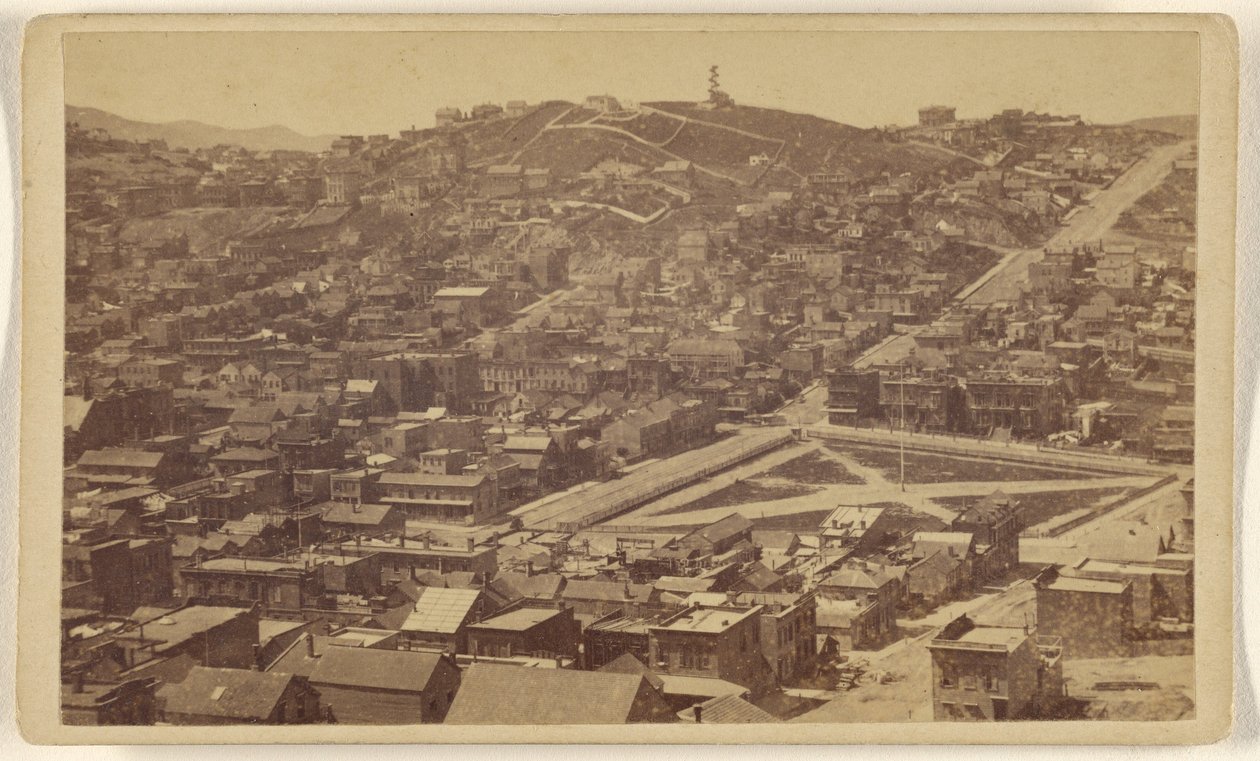 Russian Hill a Telegraph Hillről, San Francisco. alkotó: Lawrence and Houseworth