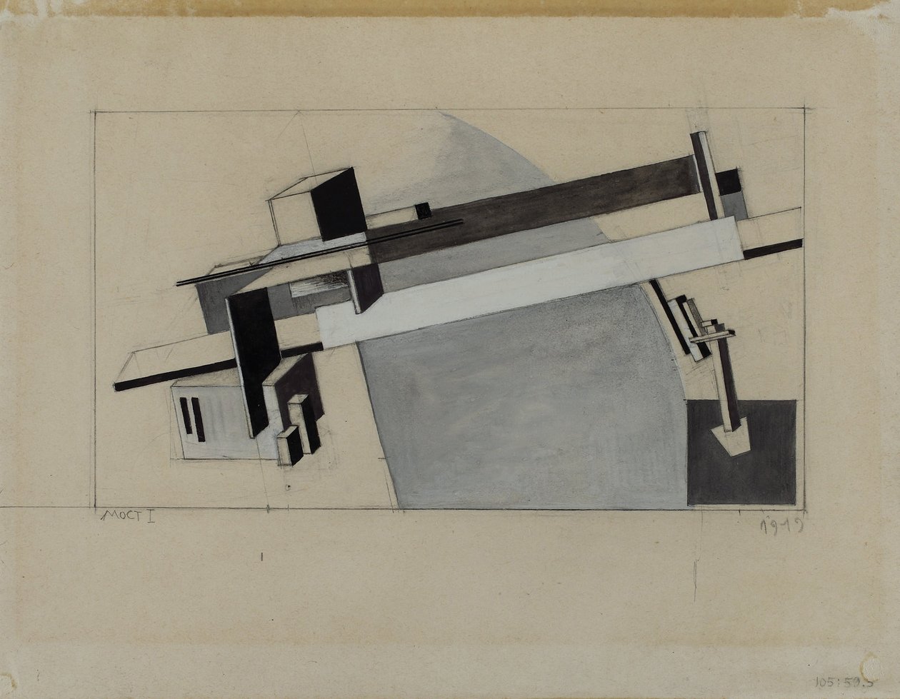 Proun Study 1A (Proun S. K.) the Bridge alkotó: Eliezer Markowich Lissitzky