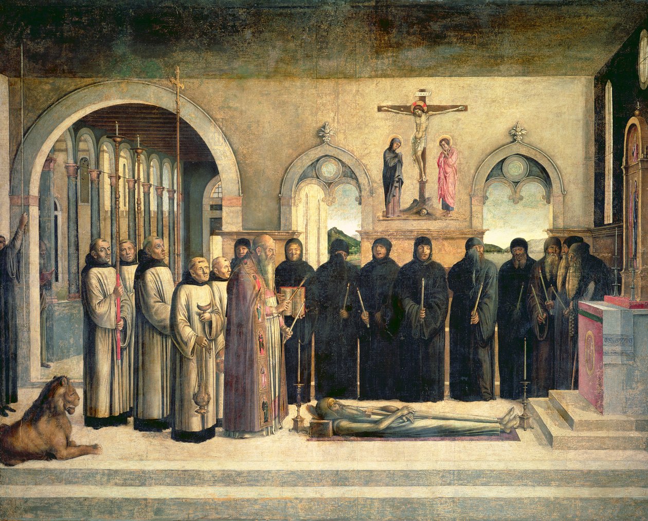 Szent Jeromos temetése, 1470-1472 körül alkotó: Lazzaro Bastiani
