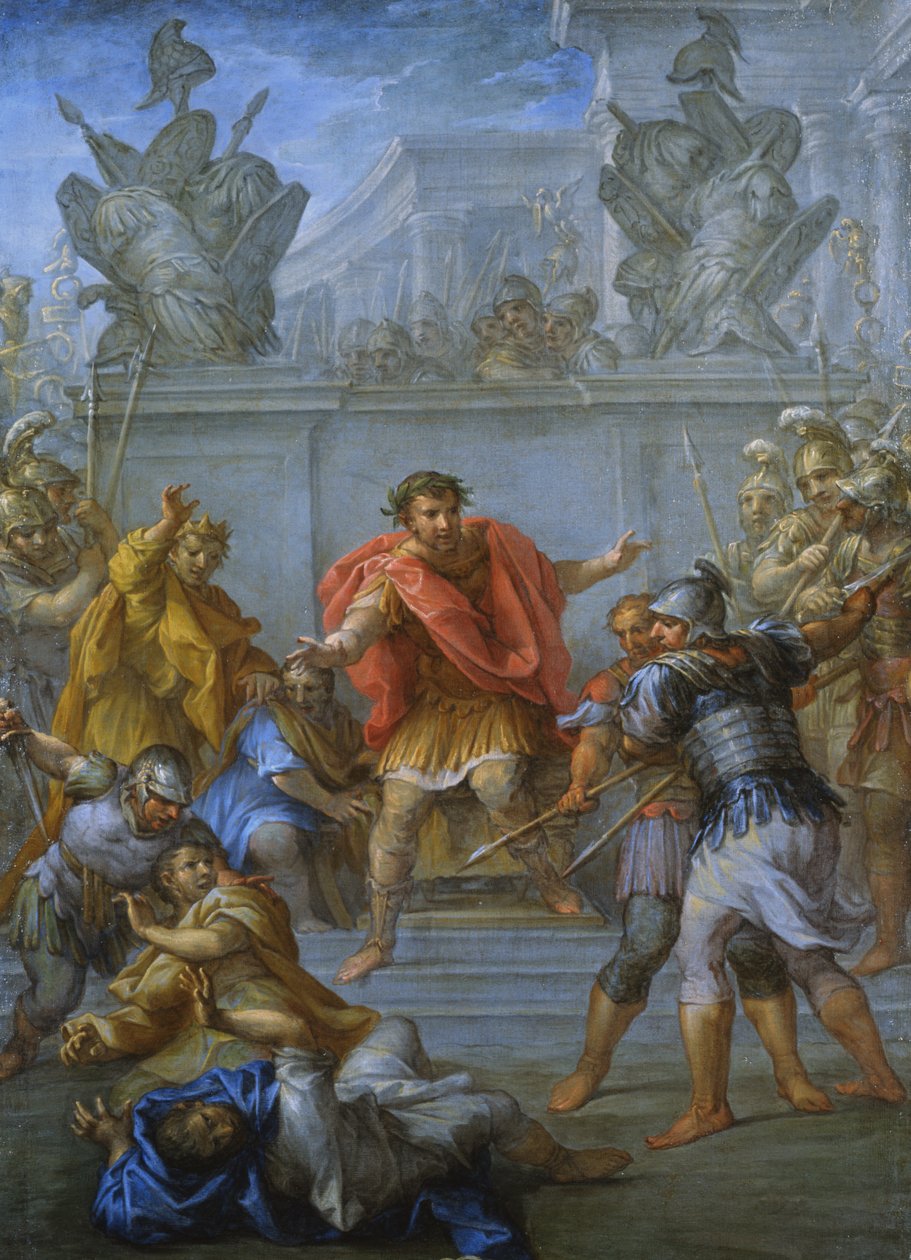 Claudius császár megakadályozza támadóinak megölését (olaj, vászon) alkotó: Lazzaro Baldi