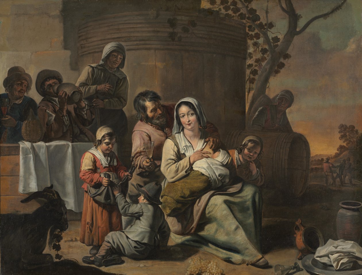 Le Nain-i kör - Szüreti jelenet és táncoló parasztgyerekek (festménypár), 1650-es évek alkotó: Le Nain Brothers