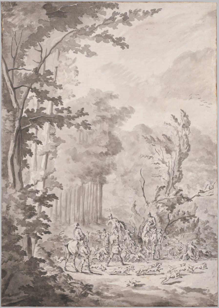 Vadászparti Marlyban, a 17. század végén vagy a 18. század elején. alkotó: Le Vieux Jean Baptiste Martin