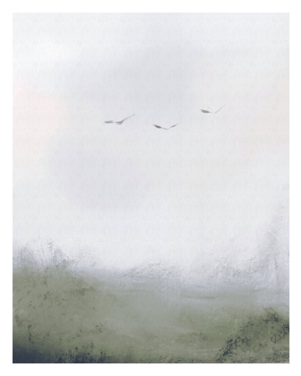 Birds Flying Over A Field, 2018 körül (vegyes technika) alkotó: Leah Straatsma