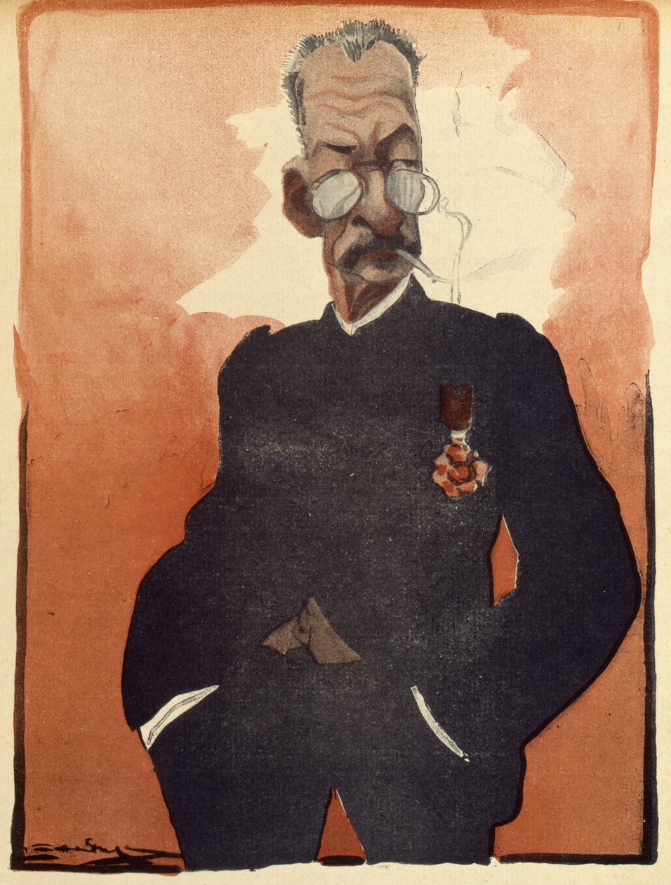 Andre tábornok, francia hadügyminiszter, karikatúra a L