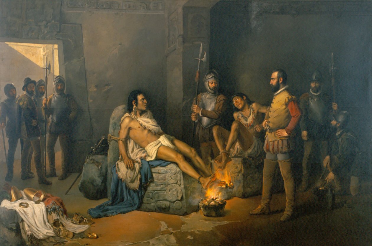 Cuauhtémoc kínzása alkotó: Leandro Izaguirre