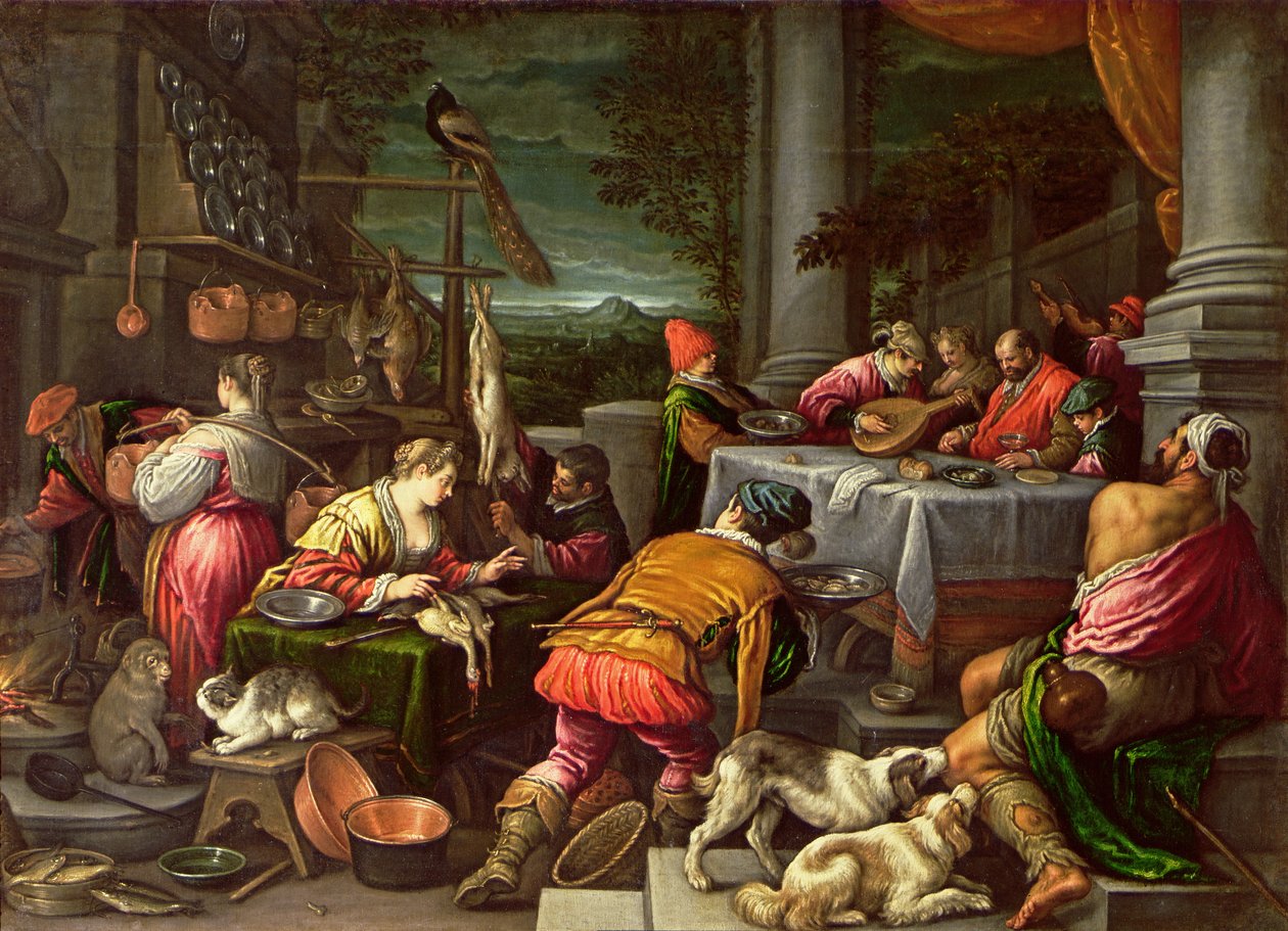 A gazdag ember és Lázár, 1590-95 alkotó: Leandro da Ponte Bassano