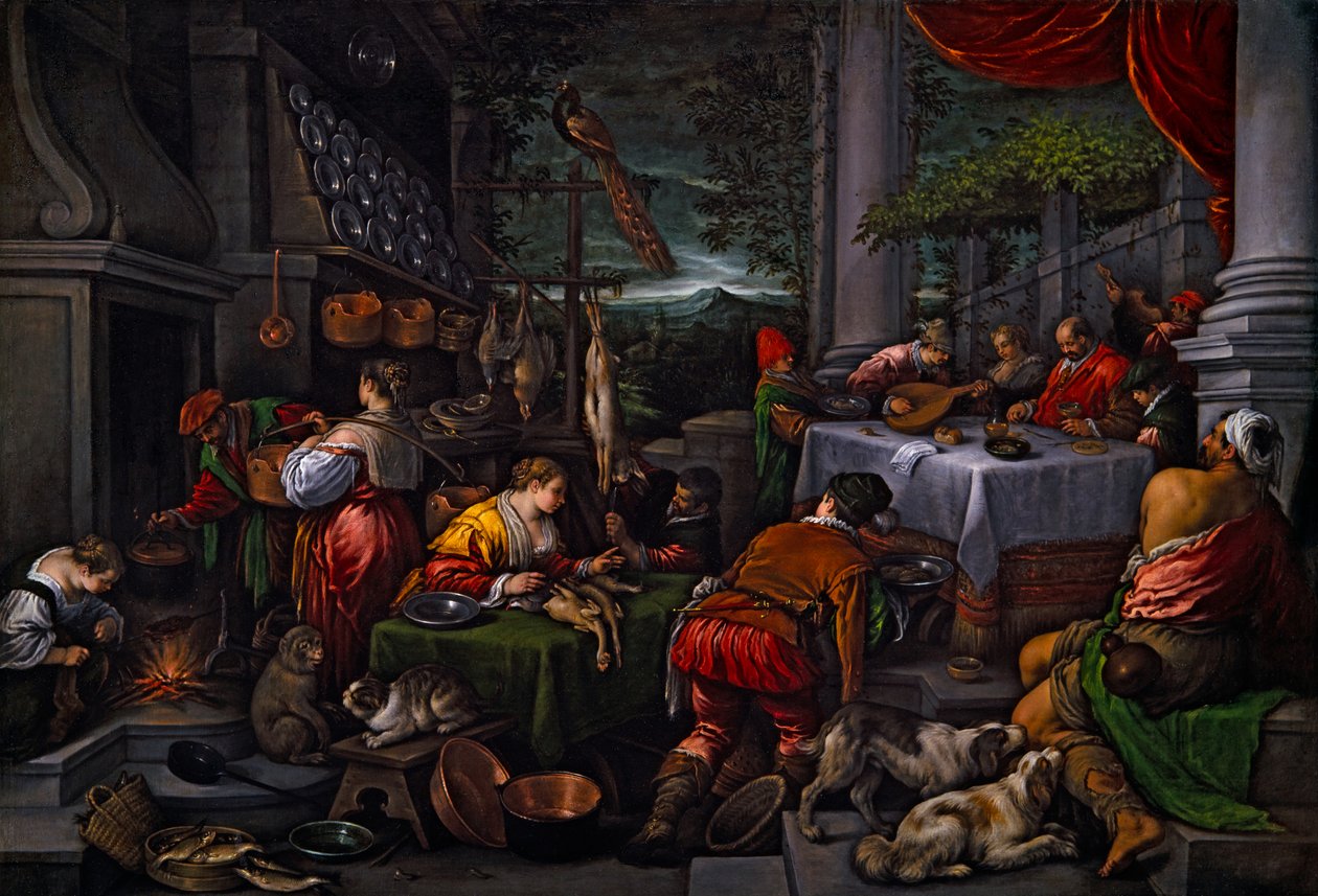 Lázár és Dives, 1570 körül (olaj, vászon) alkotó: Leandro Bassano