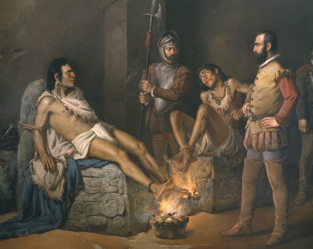 Cuauhtemoc kínzása (1497-1525) 1893 (részlet) (olaj, vászon) alkotó: Leandro Izaguirre