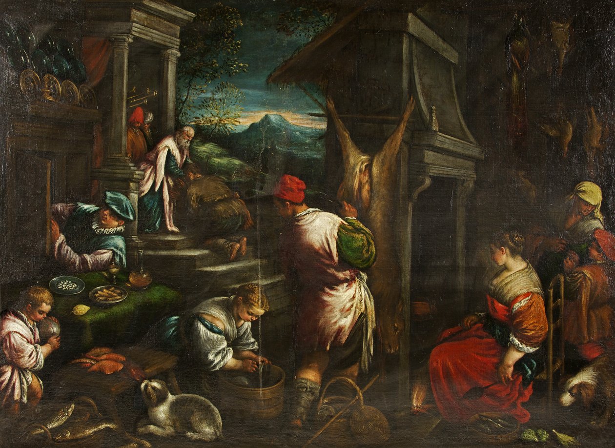 A tékozló fiú visszatérése, 1577-88 körül (olaj, vászon) alkotó: Leandro da Ponte Bassano