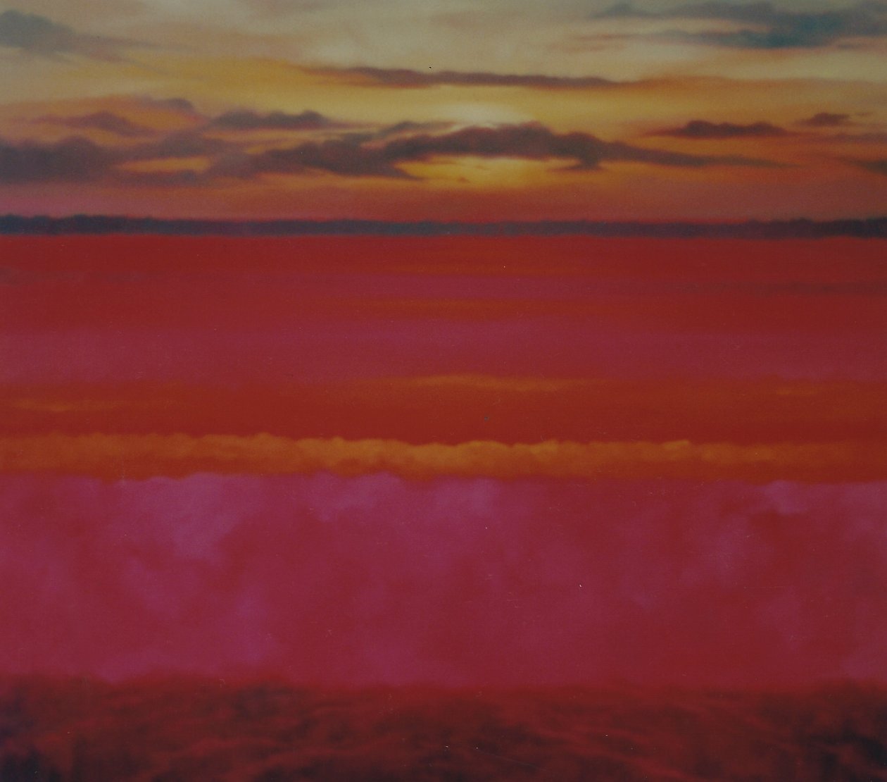 Glowing Sunrise, 2004 olaj, vászon égbolt és rózsaszín absztrakt táj alkotó: Lee Campbell