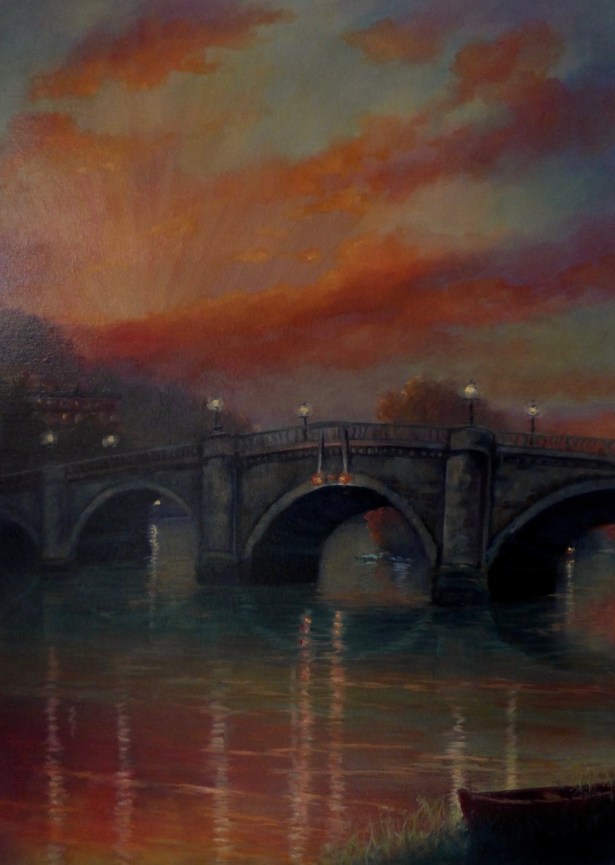Richmond Bridge Sunset, 2022 (olaj, vászon) alkotó: Lee Campbell