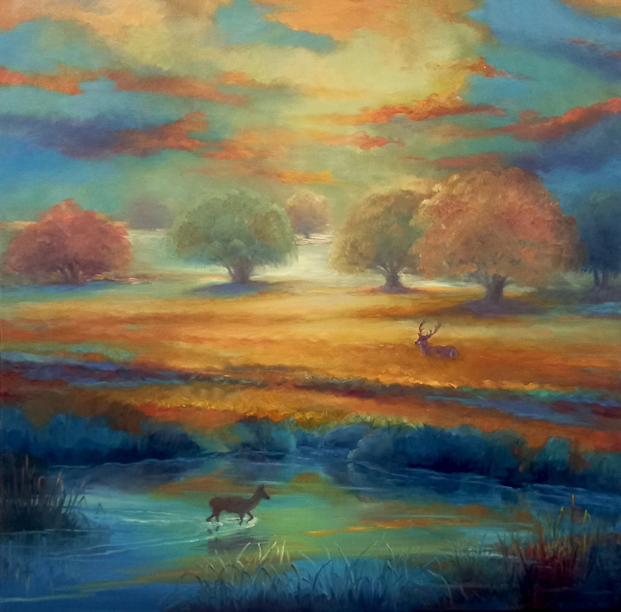 Richmond Park, zöld és arany, 2021 alkotó: Lee Campbell