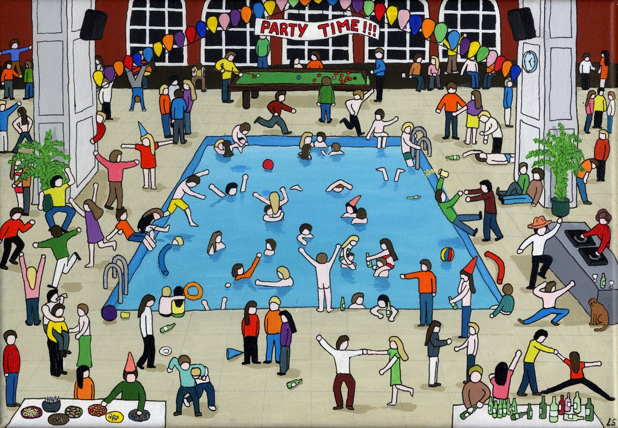 Party Time, 2015, (Akril és tinta vászonra) alkotó: Lee Sellers