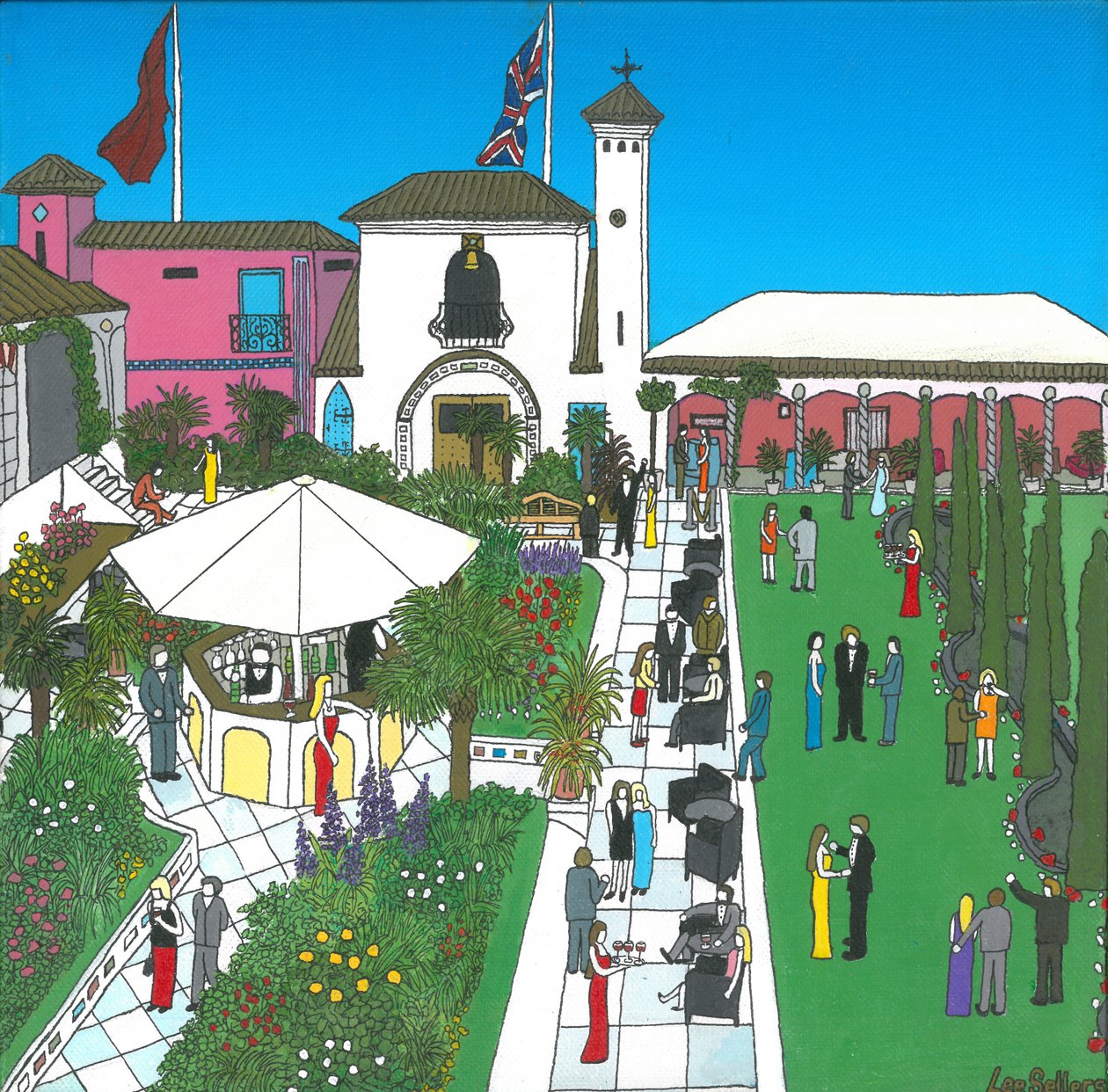 The Roof Gardens, 2010, (Akril és tinta, vászon) alkotó: Lee Sellers