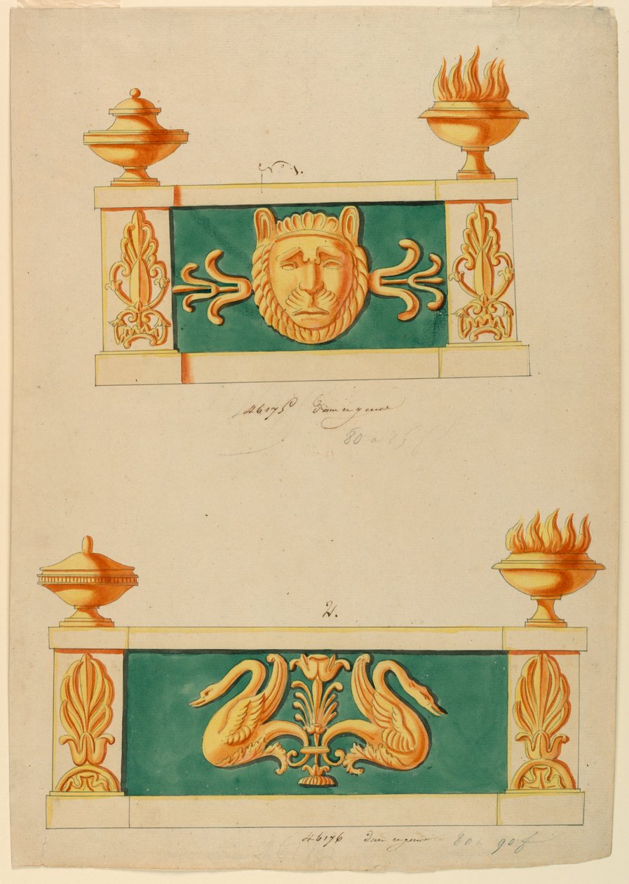 Tervezés két andiron számára alkotó: Lefebure Manufactory