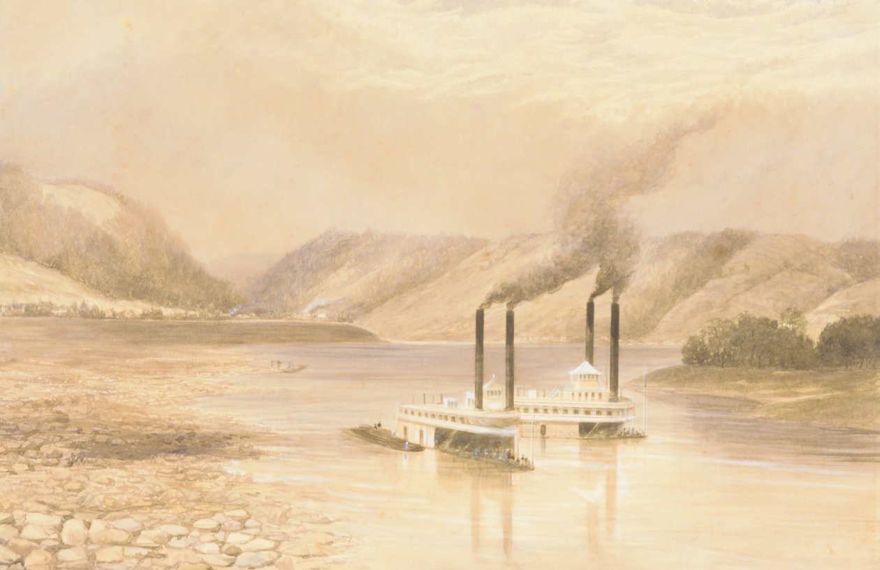 Az Ohio folyó Wheeling közelében, Nyugat-Virginia, 1859-60. alkotó: Lefevre James Cranstone