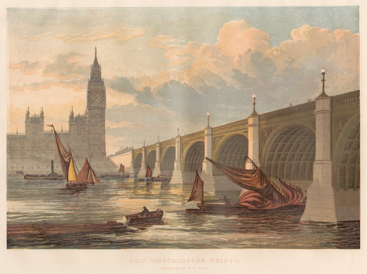 Új Westminster híd, tervezte P. N. Page alkotó: Leighton Brothers