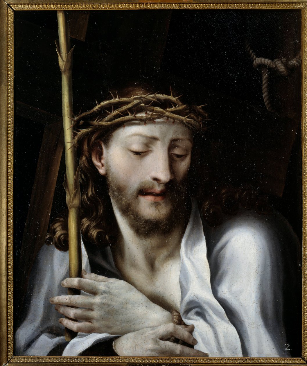Krisztus a náddal azt mondja: Krisztus töviskorona Lelio Orsi (1511-1587) festménye 16. század V. 0,55x0,46 m Montpellier musee Fabre alkotó: Lelio Orsi da Novellara